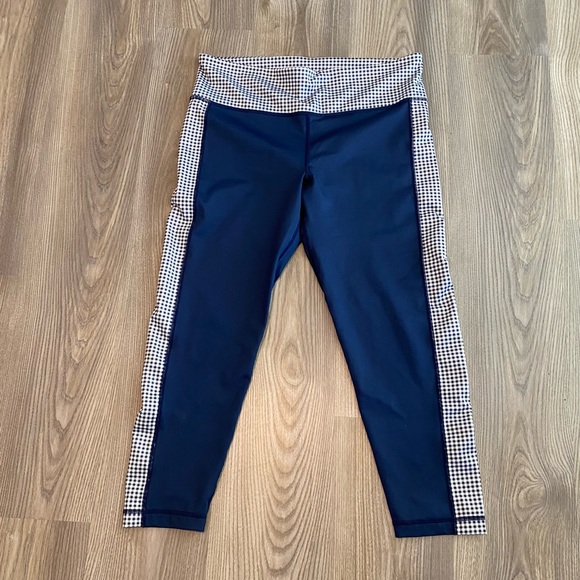 Vineyard Vines Navy Blue Gingham Leggings Performance Women’s size Large - Picture 7 of 9